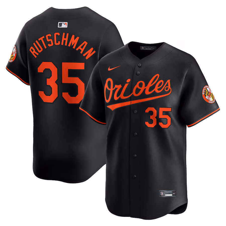 Men's Baltimore Orioles Adley Rutschman Nike Black Alternate Limited Player Jersey - Puhuasuan