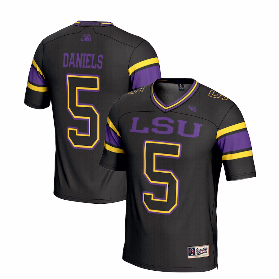 Jayden Daniels LSU Tigers GameDay Greats Football Fashion Jersey - Black - Puhuasuan