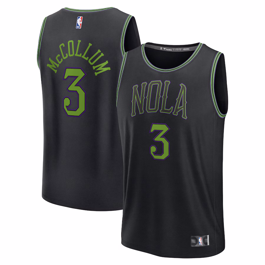 Men's New Orleans Pelicans CJ McCollum Fanatics Black Fast Break Jersey - City Edition - Puhuasuan