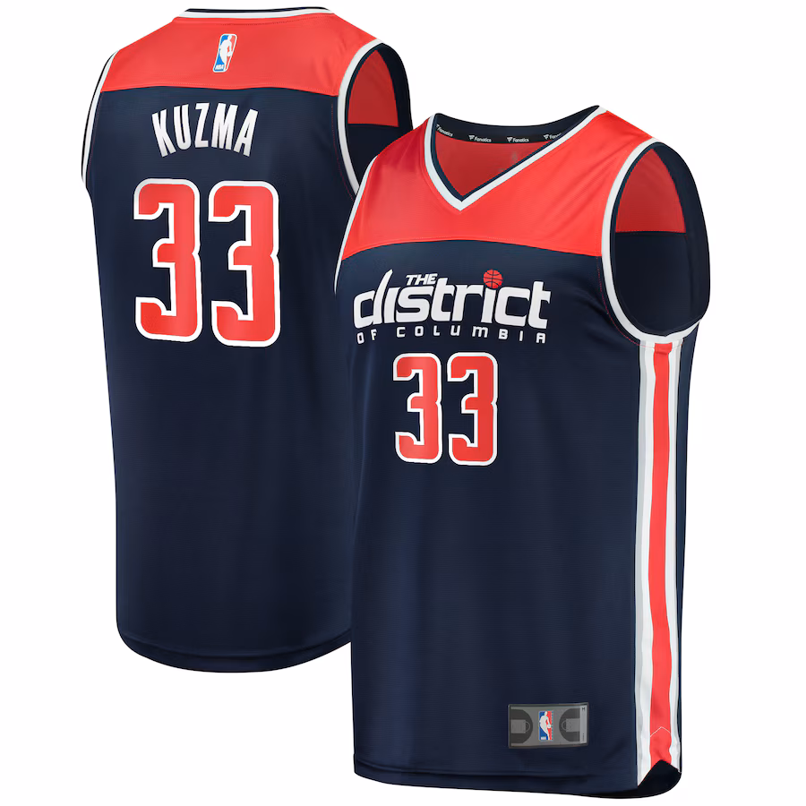 Men's Washington Wizards Kyle Kuzma Fanatics Navy Fast Break Replica Player Jersey - Statement Edition - Puhuasuan