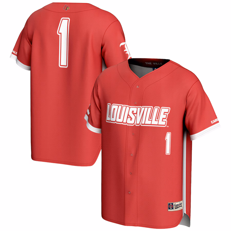 Men's GameDay Greats #1 Red Louisville Cardinals Lightweight Baseball Fashion Jersey - Puhuasuan