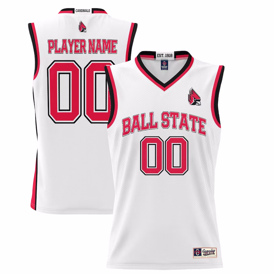 Ball State Cardinals GameDay Greats Unisex  Lightweight NIL Pick-A-Player Basketball Jersey - White - Puhuasuan