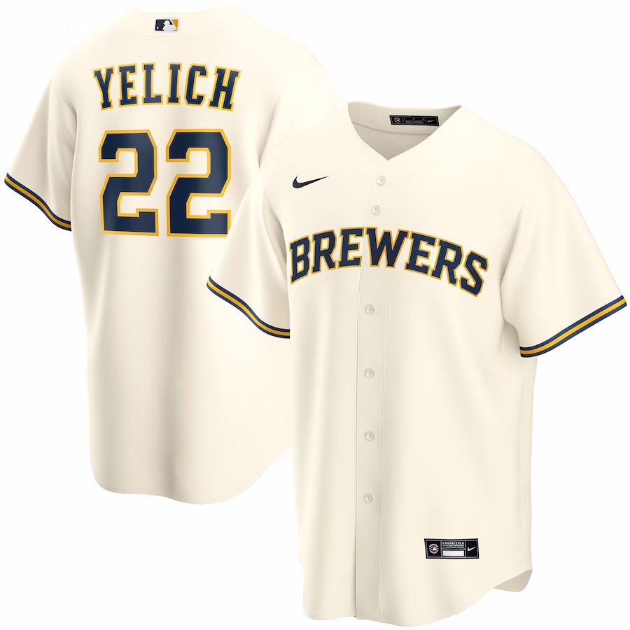 Youth Milwaukee Brewers Christian Yelich Nike Cream Alternate Replica Player Jersey - Puhuasuan