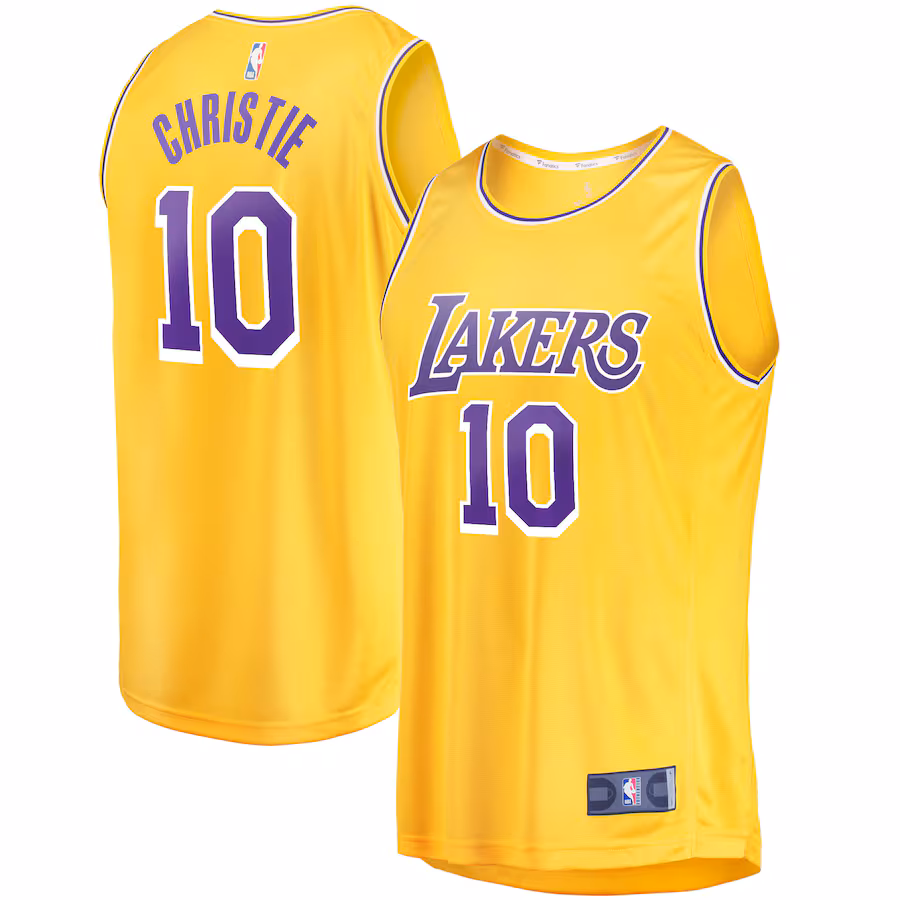 Men's Los Angeles Lakers Max Christie Fanatics Gold Fast Break Replica Jersey - Icon Edition - Puhuasuan