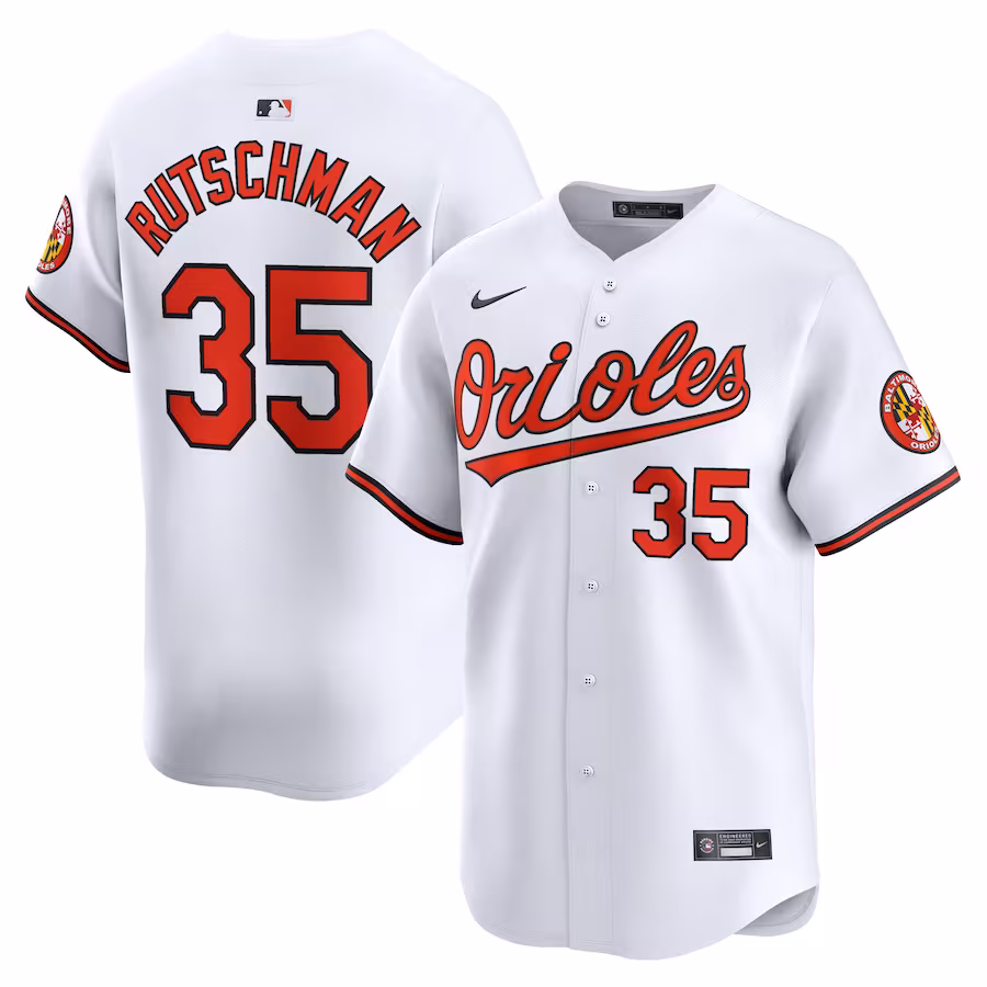 Men's Baltimore Orioles Adley Rutschman Nike White Home Limited Player Jersey - Puhuasuan