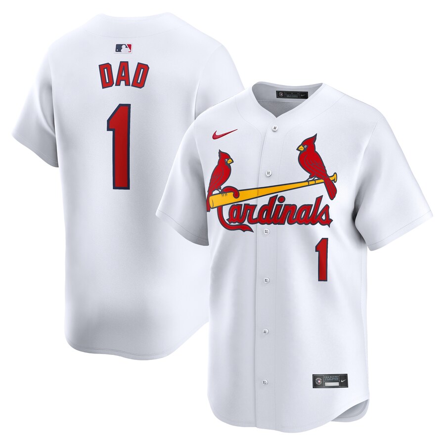 Men's St. Louis Cardinals Nike White #1 Dad Home Limited Jersey - Puhuasuan
