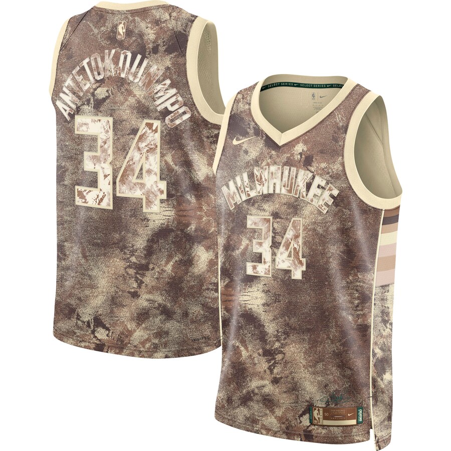 Unisex Milwaukee Bucks Giannis Antetokounmpo Nike Brown Select Series Swingman Jersey - Puhuasuan