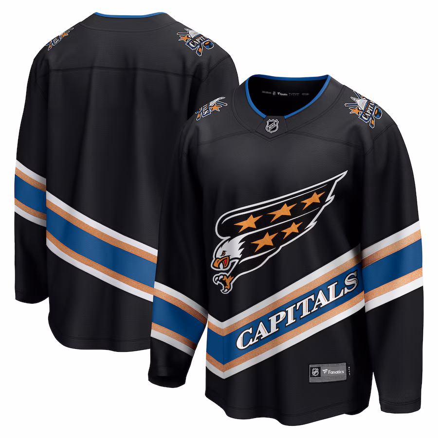 Men's Washington Capitals Fanatics Black Alternate 50th Anniversary Breakaway Jersey - Puhuasuan