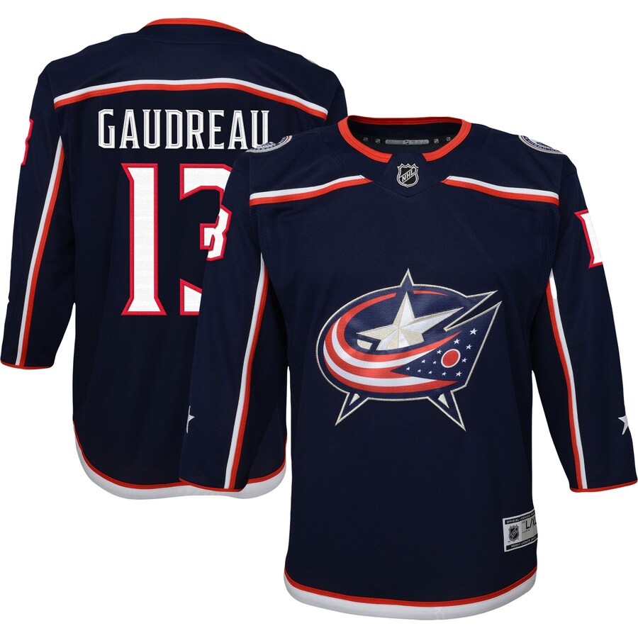 Youth Columbus Blue Jackets Johnny Gaudreau Navy 2022/23 Premier Player Jersey - Puhuasuan