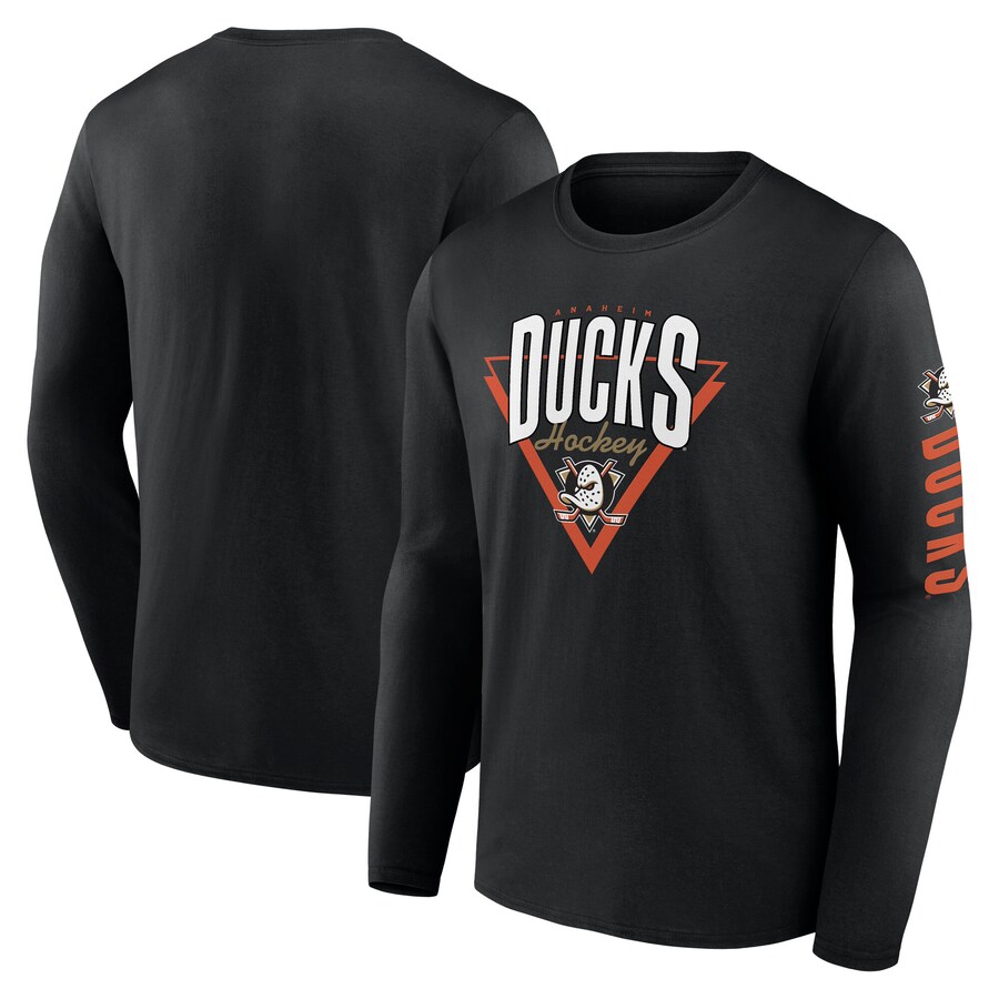 Men's Anaheim Ducks Fanatics Black Headline Long Sleeve T-Shirt - Puhuasuan