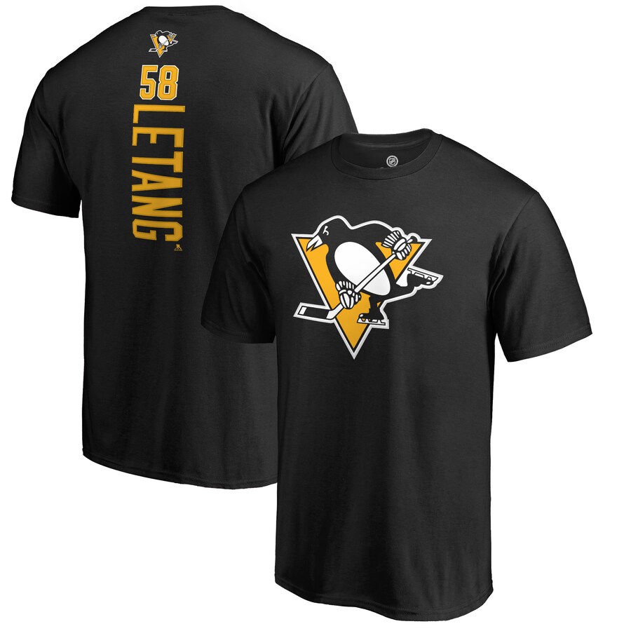 Men's Pittsburgh Penguins Kris Letang Black Backer T-Shirt - Puhuasuan