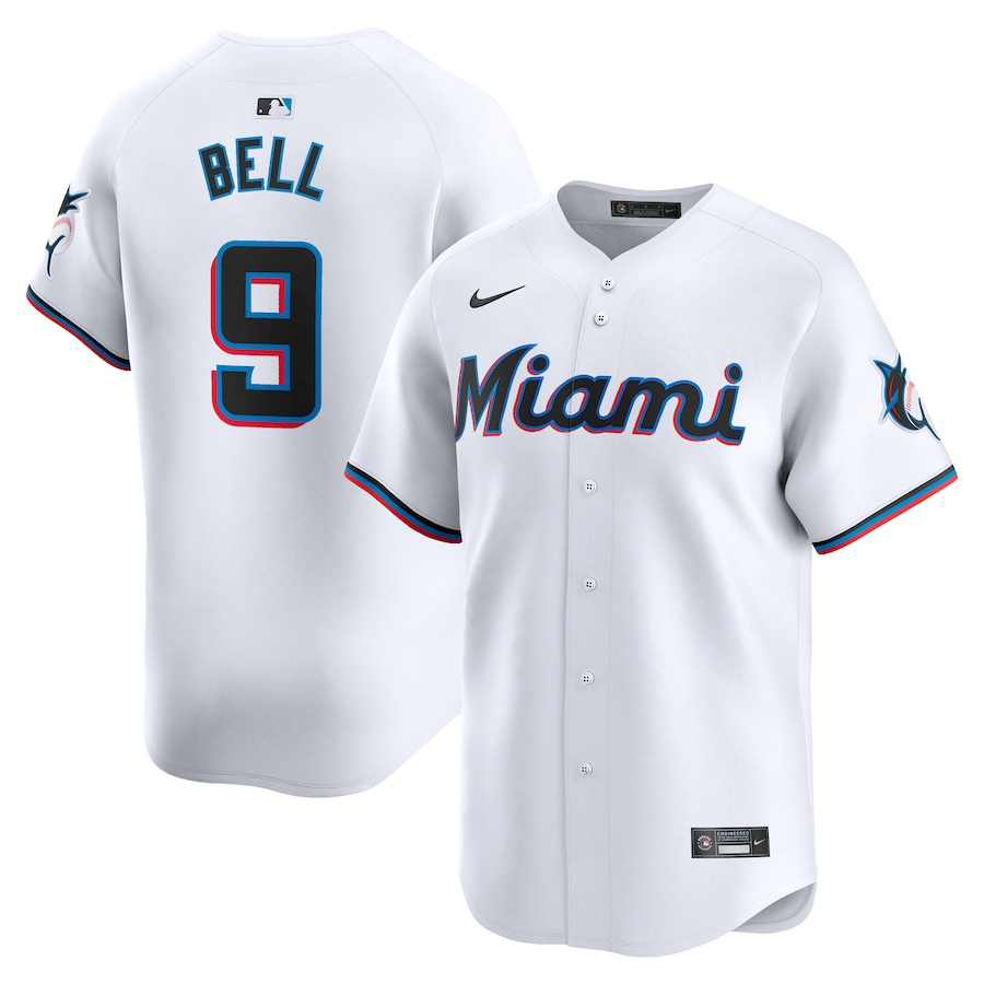 Men's Miami Marlins Josh Bell Nike White Home Limited Player Jersey - Puhuasuan