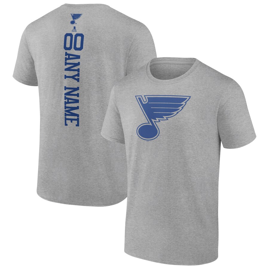 Men's St. Louis Blues Heather Gray Personalized Name & Number T-Shirt - Puhuasuan