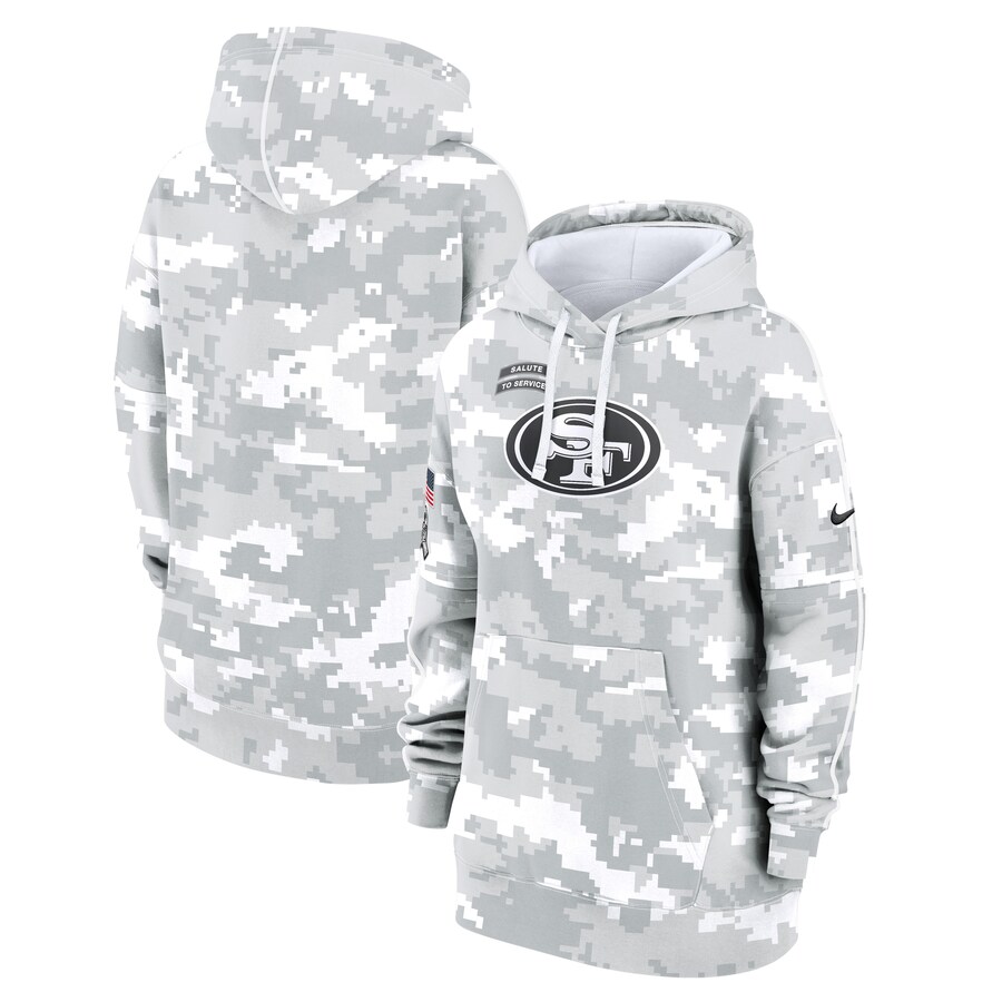 Women's San Francisco 49ers Nike Arctic Camo 2024 Salute To Service Club Fleece Pullover Hoodie - Puhuasuan