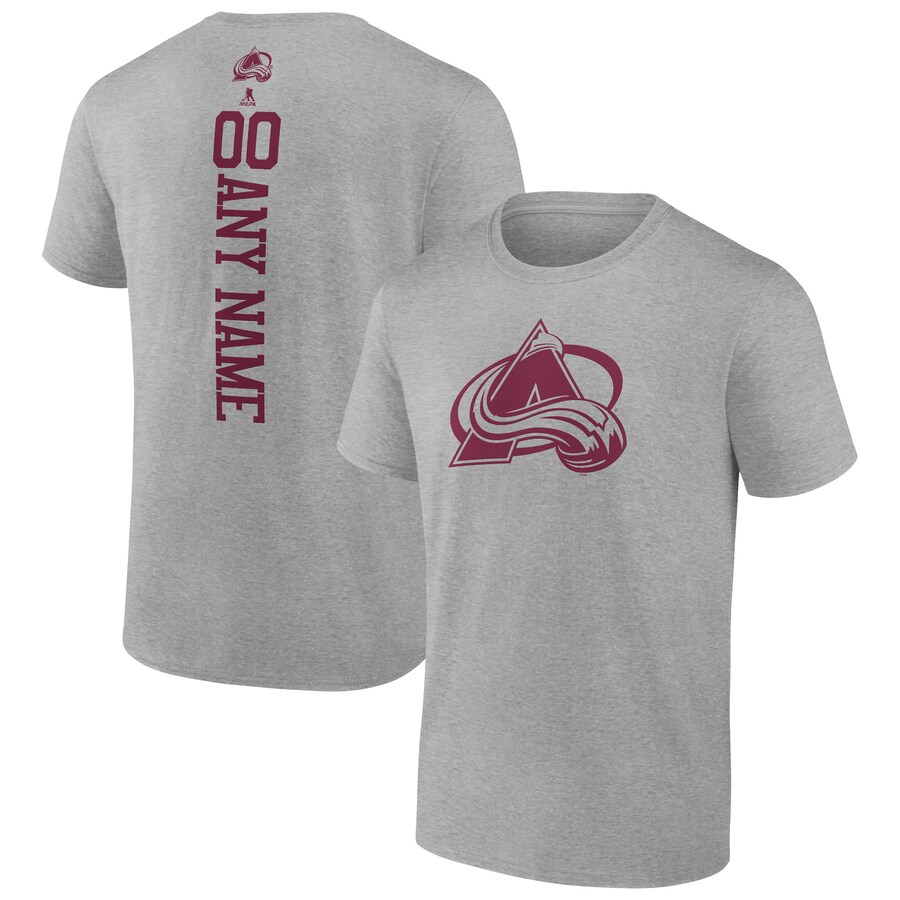 Men's Colorado Avalanche Heather Gray Personalized Name & Number T-Shirt - Puhuasuan