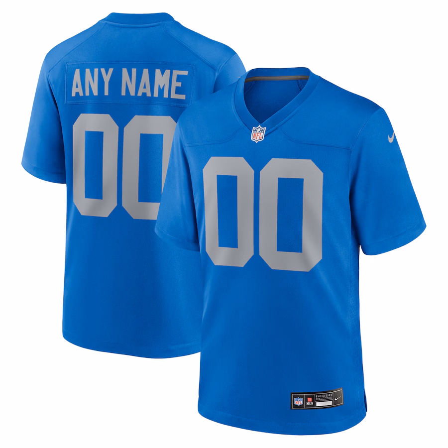 Men's Detroit Lions Nike Blue Alternate Custom Game Jersey - Puhuasuan