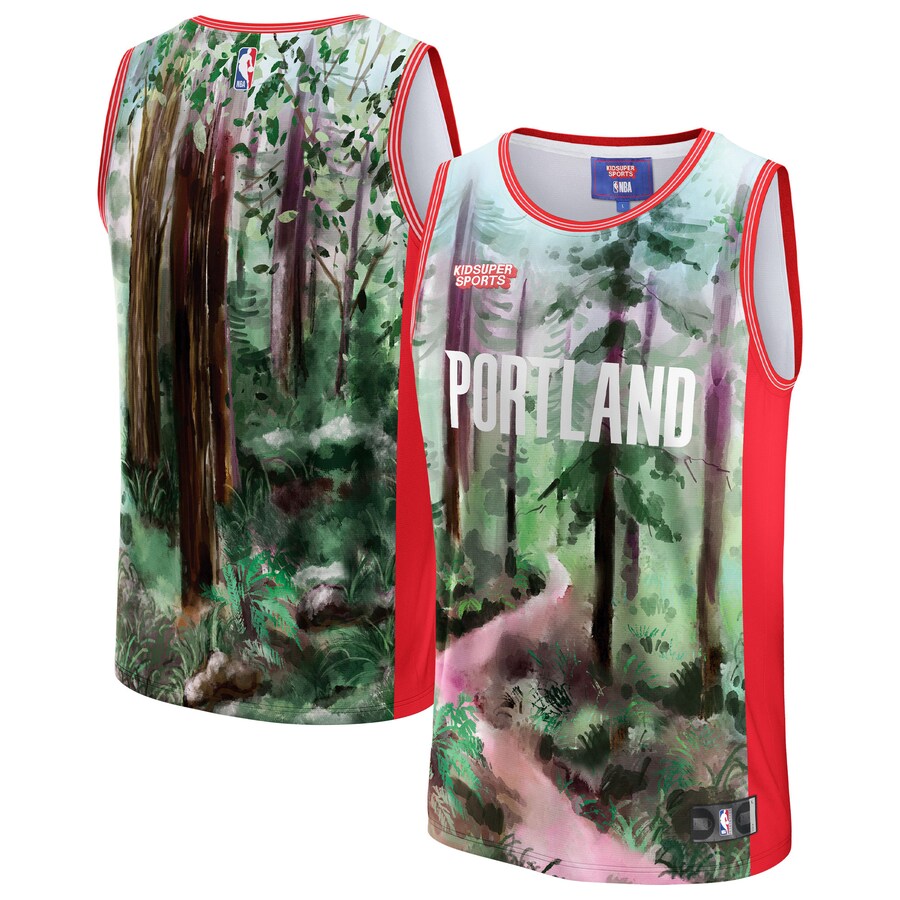 Unisex Portland Trail Blazers NBA & KidSuper Studios by Fanatics Green Hometown Jersey - Puhuasuan