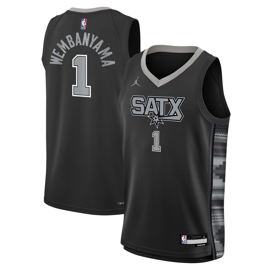 Youth San Antonio Spurs Victor Wembanyama Jordan Brand Black Swingman Jersey - Statement Edition - Puhuasuan