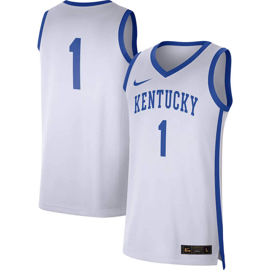 #1 Kentucky Wildcats Nike Replica Jersey - White/Royal - Puhuasuan