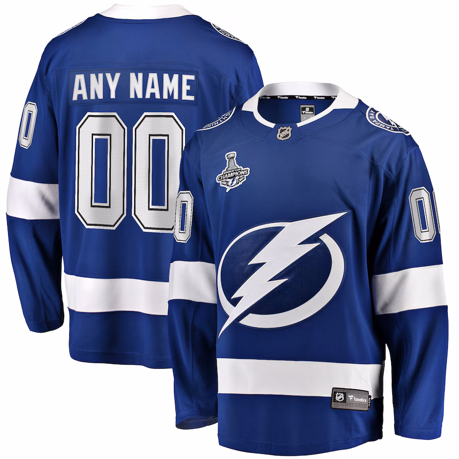 Men's Tampa Bay Lightning Fanatics Blue 2021 Stanley Cup Champions Home Breakaway Custom Jersey - Puhuasuan