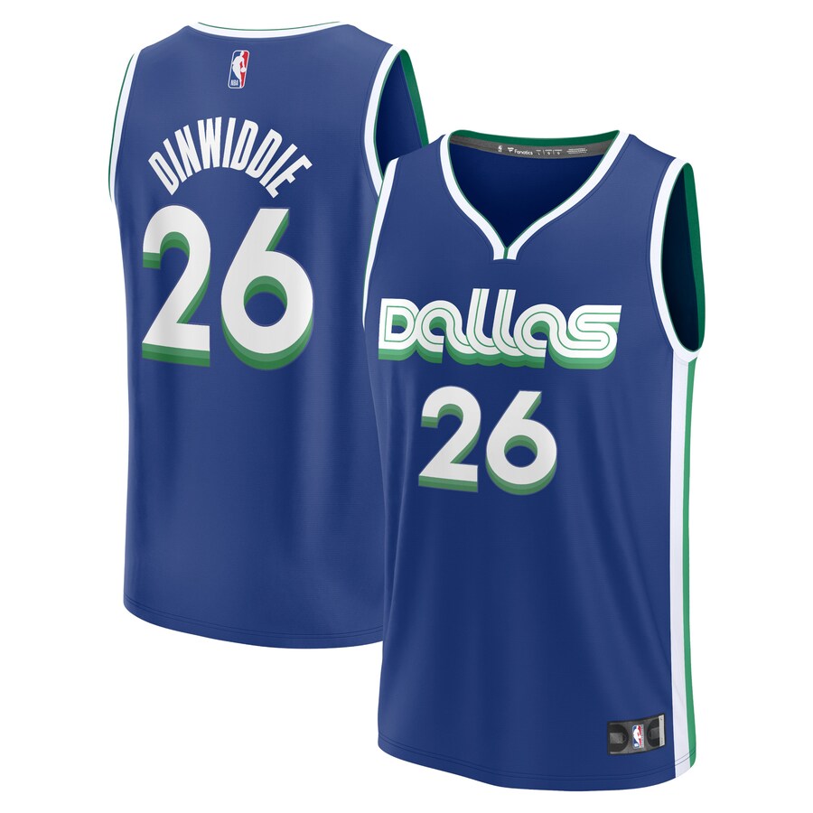 Men's Dallas Mavericks Spencer Dinwiddie Fanatics Blue Fastbreak Jersey - City Edition - Puhuasuan