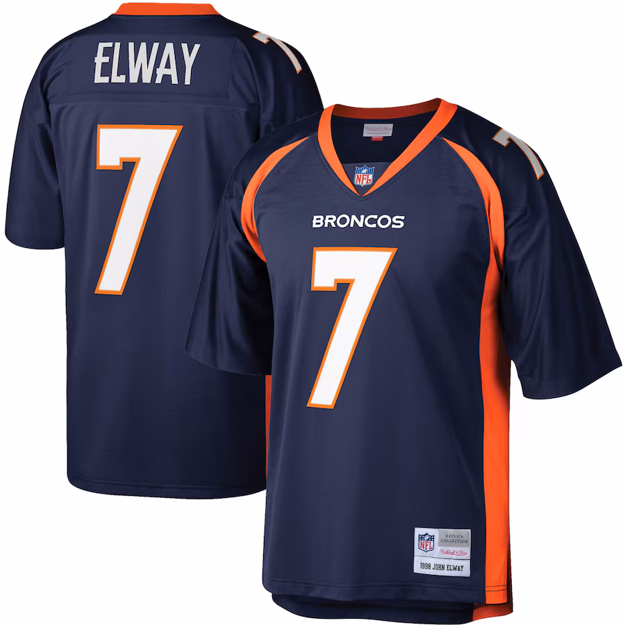 Men's Denver Broncos John Elway Mitchell & Ness Navy 1998 Legacy Replica Jersey - Puhuasuan