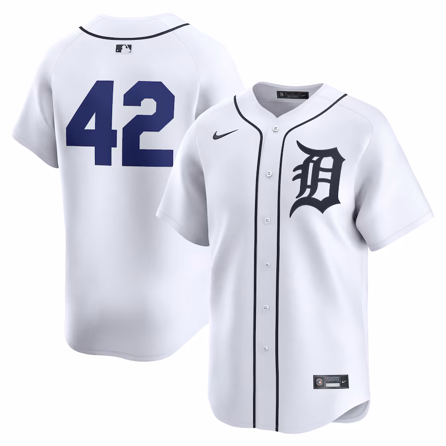 Men's Detroit Tigers  Nike White 2024 Jackie Robinson Day Home Limited Jersey - Puhuasuan