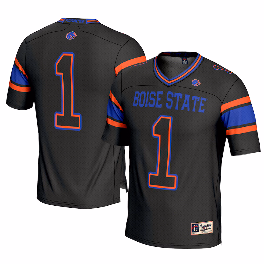 Men's GameDay Greats #1 Black Boise State Broncos Football Jersey - Puhuasuan