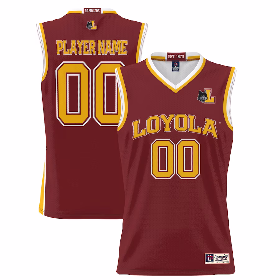 Loyola Chicago Ramblers GameDay Greats Unisex  Lightweight NIL Pick-A-Player Basketball Jersey - Maroon - Puhuasuan