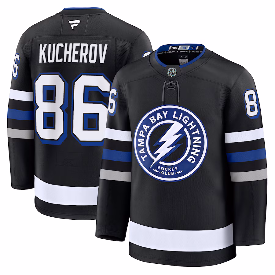 Men's Tampa Bay Lightning Nikita Kucherov Fanatics Black Alternate Premium Jersey - Puhuasuan