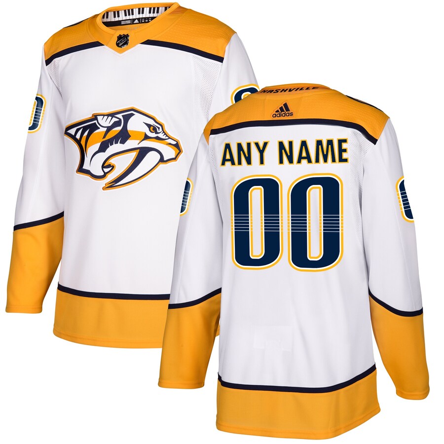 Men's Nashville Predators adidas White Away Authentic Custom Jersey - Puhuasuan