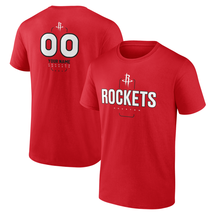 Men's Houston Rockets Red Personalized Name & Number Midfielder T-Shirt - Puhuasuan