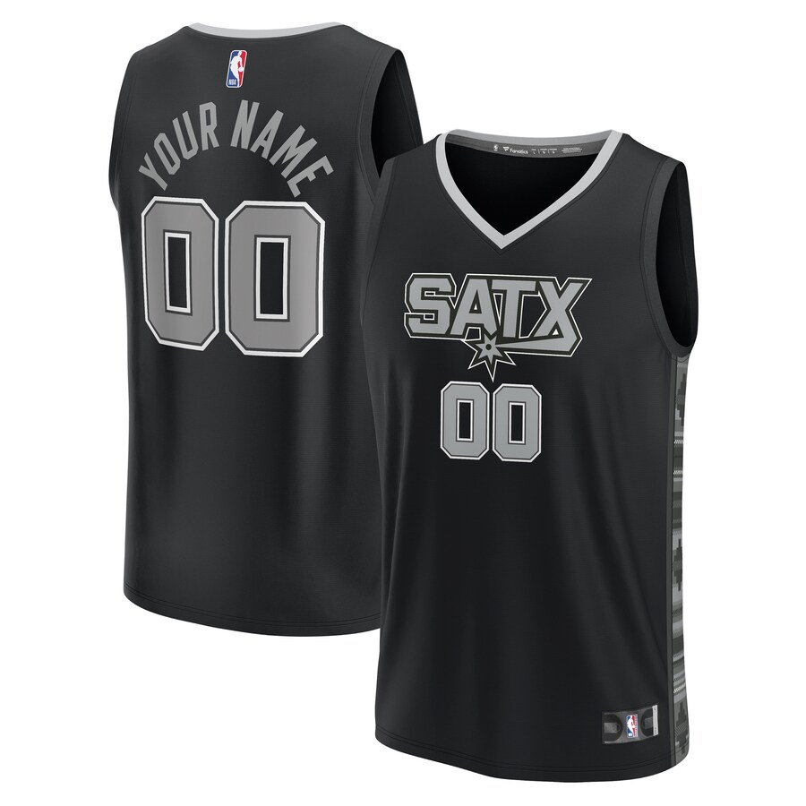 Youth San Antonio Spurs  Fanatics Black Fast Break Replica Custom Jersey - Statement Edition - Puhuasuan