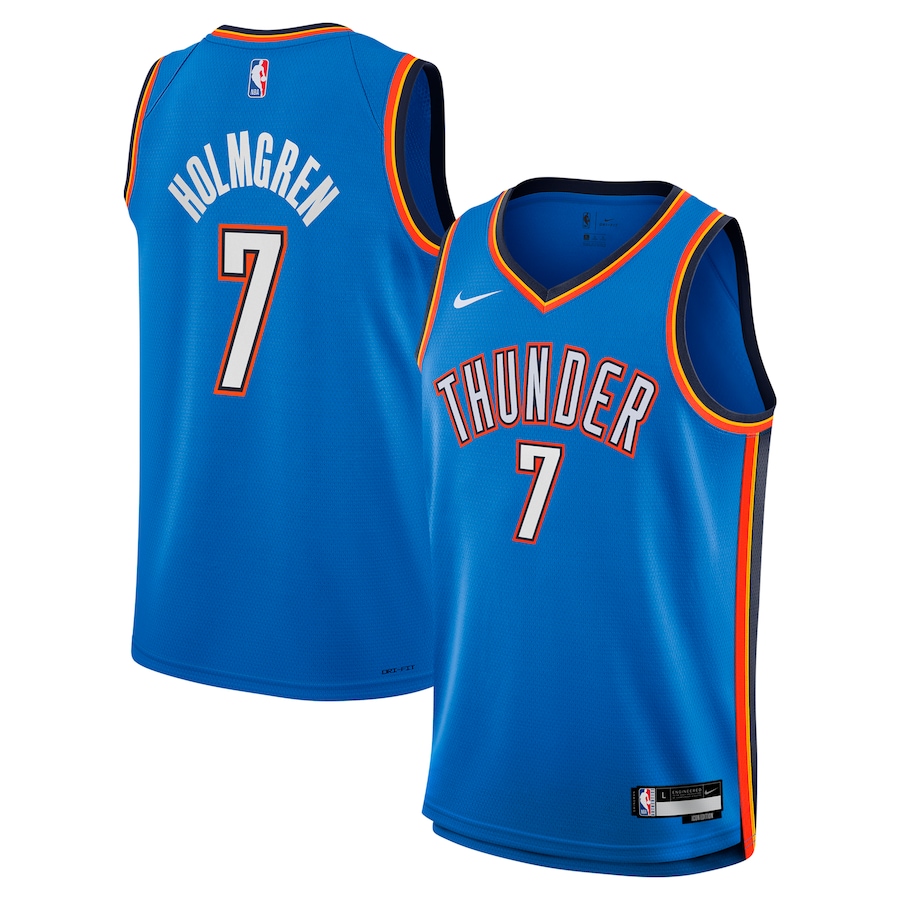 Youth Oklahoma City Thunder Chet Holmgren Nike Blue Swingman Jersey - Icon Edition - Puhuasuan