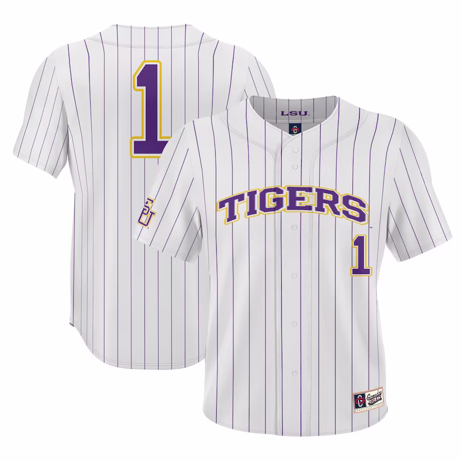 #1 LSU Tigers GameDay Greats Lightweight Baseball Jersey - White - Puhuasuan