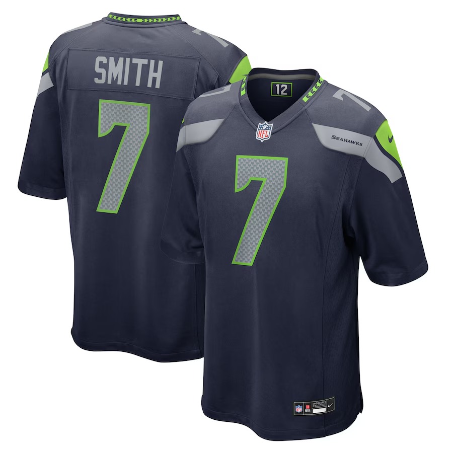 Men's Seattle Seahawks Geno Smith Nike College Navy Team Game Jersey - Puhuasuan