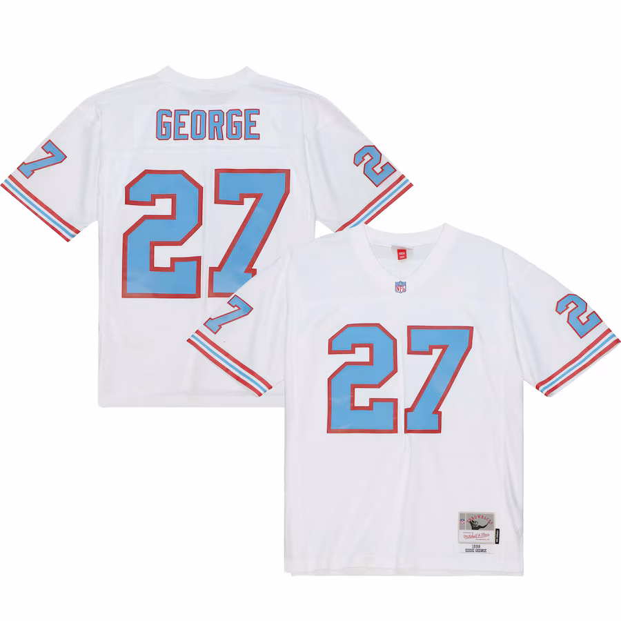 Men's Tennessee Oilers Eddie George Mitchell & Ness White Legacy Replica Jersey - Puhuasuan