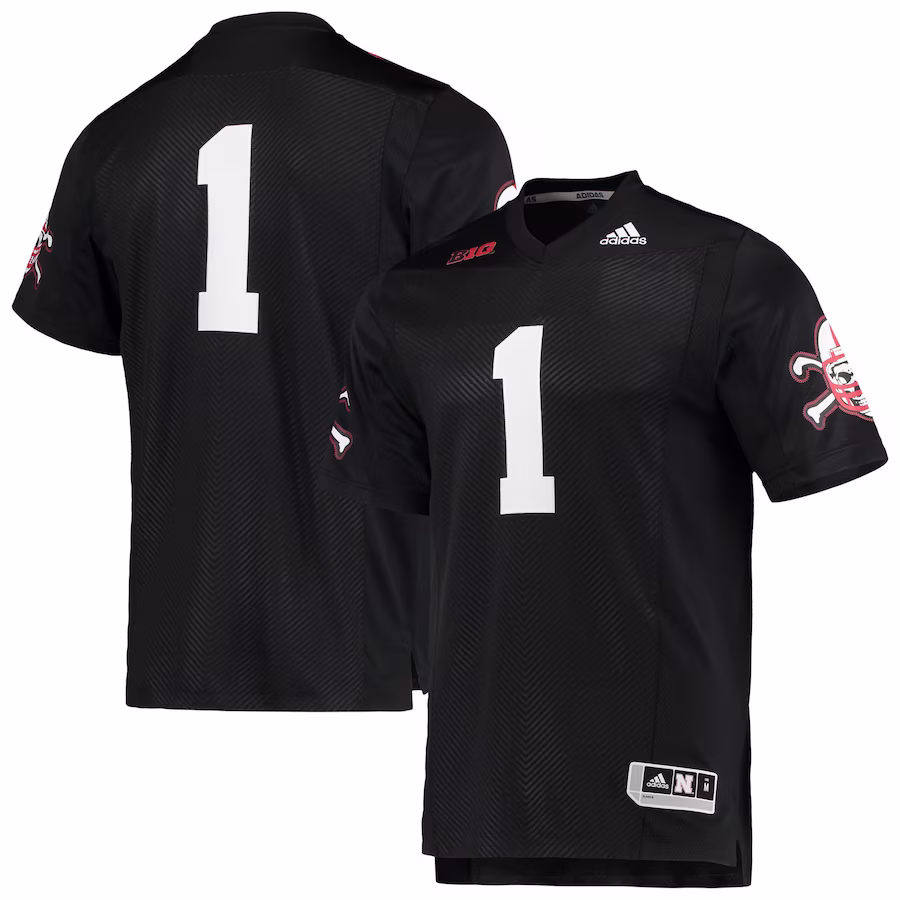 #1 Nebraska Huskers adidas Premier Strategy Jersey - Black - Puhuasuan