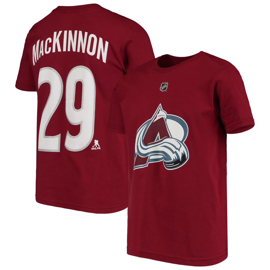 Youth Colorado Avalanche Nathan MacKinnon Burgundy Player Name & Number T-Shirt - Puhuasuan