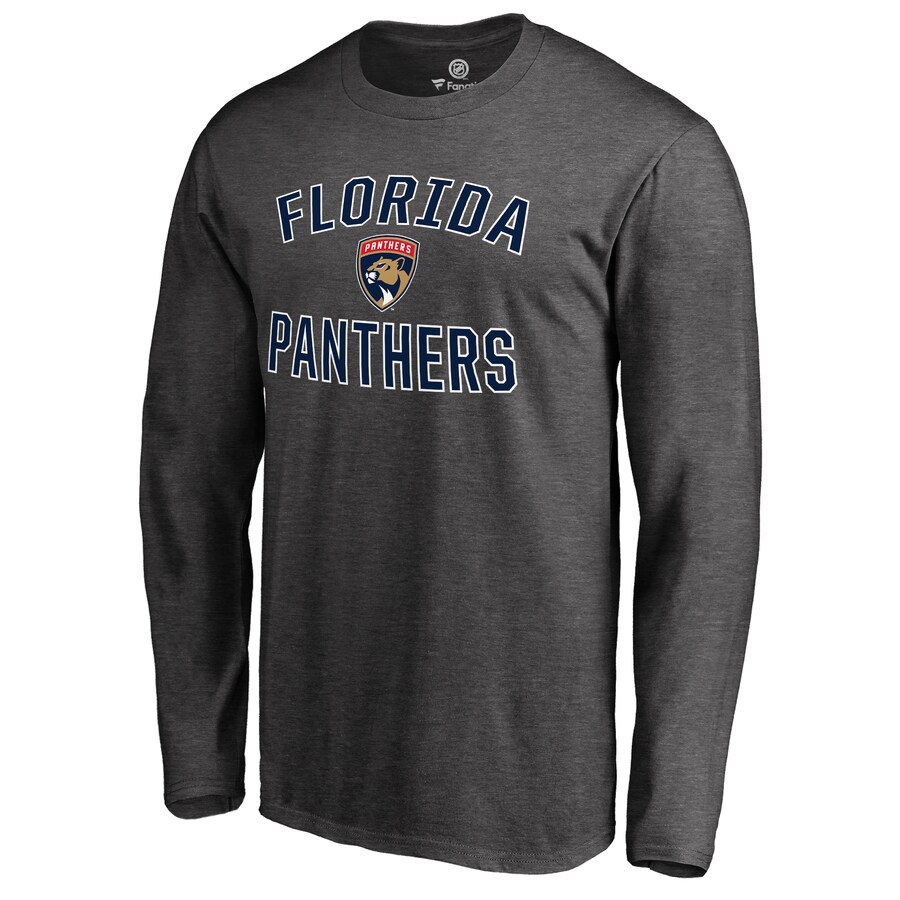 Men's Florida Panthers Heathered Gray Victory Arch Long Sleeve T-Shirt - Puhuasuan