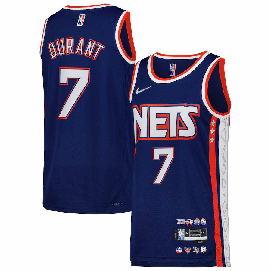 Men's Brooklyn Nets Kevin Durant Nike Blue Swingman Player Jersey - City Edition - Puhuasuan