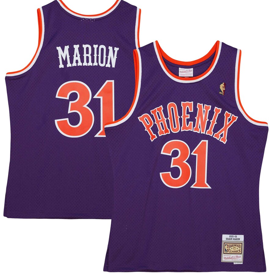 Men's Phoenix Suns Shawn Marion Mitchell & Ness Purple 2001/02 Hardwood Classics Swingman Jersey - Puhuasuan
