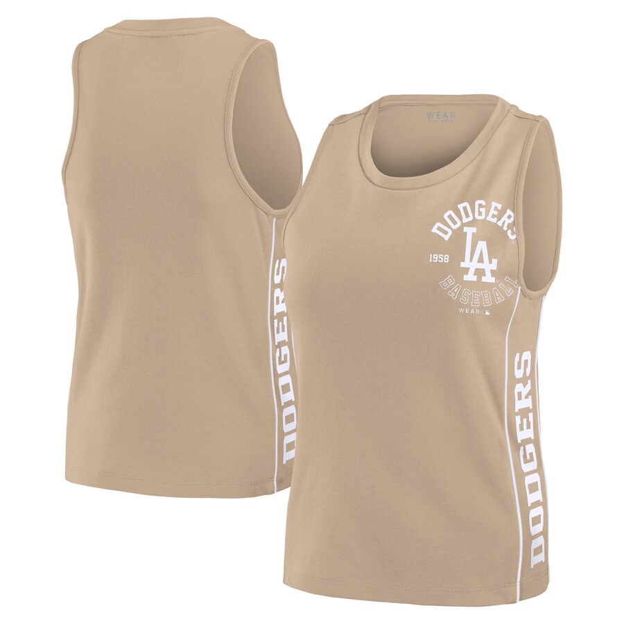 Women's Los Angeles Dodgers WEAR by Erin Andrews Tan Tonal Tank Top - Puhuasuan