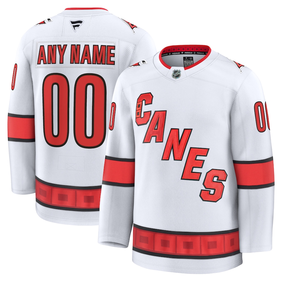 Men's Carolina Hurricanes Fanatics White Away Premium Custom Jersey - Puhuasuan