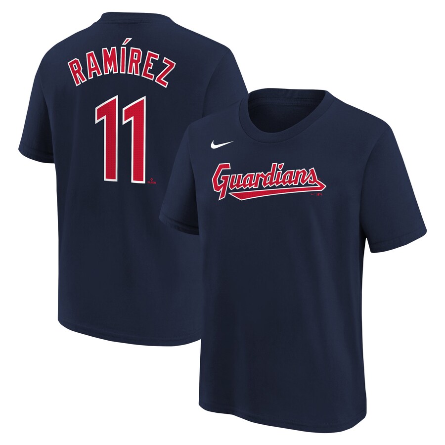 Youth Cleveland Guardians Jose Ramirez Nike Navy Home Player Name & Number T-Shirt - Puhuasuan