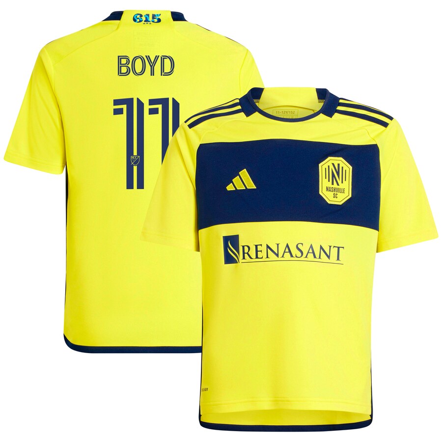 Youth Nashville SC Tyler Boyd adidas Yellow 2024 The 615 Kit Replica Player Jersey - Puhuasuan