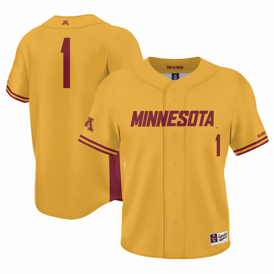 #1 Minnesota Golden Gophers GameDay Greats Lightweight Baseball Jersey - Gold - Puhuasuan