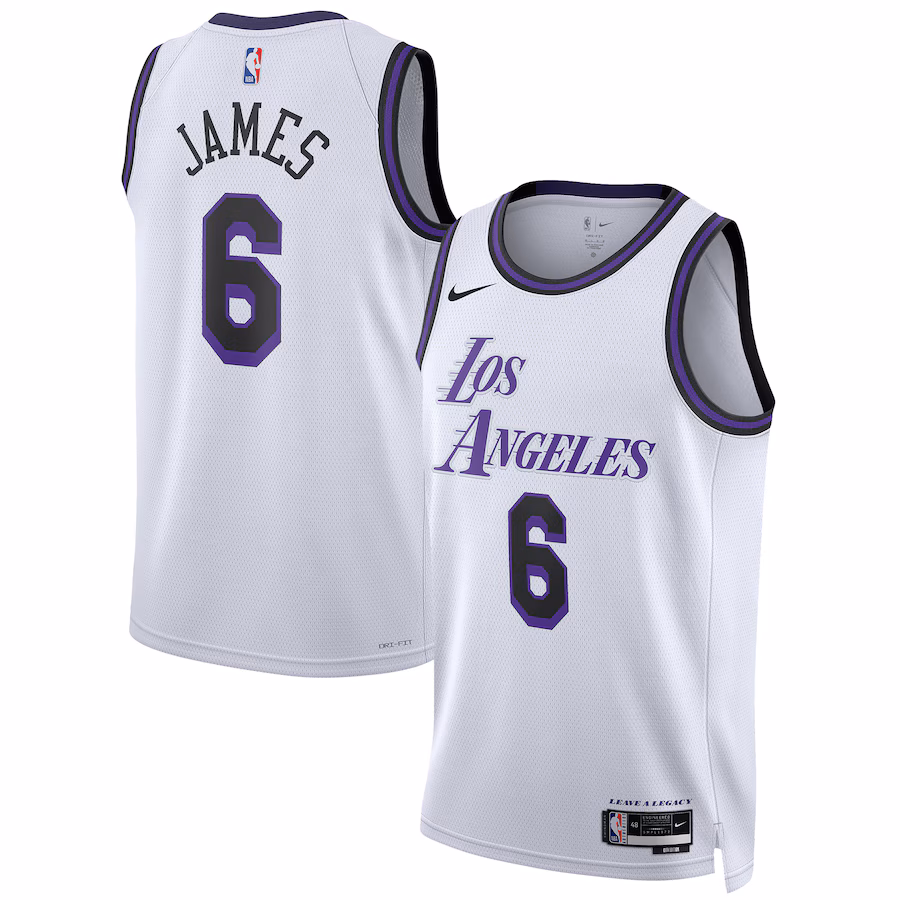 Unisex Los Angeles Lakers LeBron James Nike White 2022/23 Swingman Jersey - City Edition - Puhuasuan