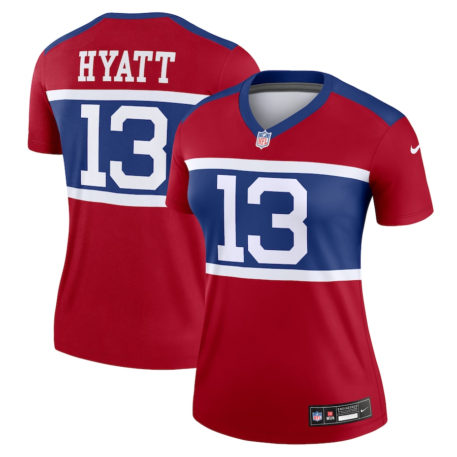Women's New York Giants Jalin Hyatt Nike Red Alternate Legend Player Performance Top - Puhuasuan