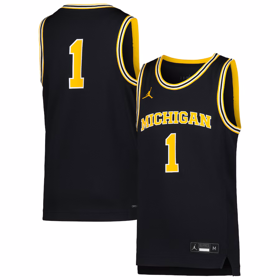 Youth Jordan Brand #1 Navy Michigan Wolverines Icon Replica Basketball Jersey - Puhuasuan